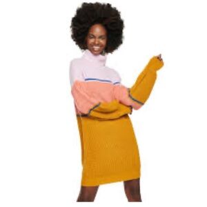 SO Pink and Gold Turtleneck Sweater